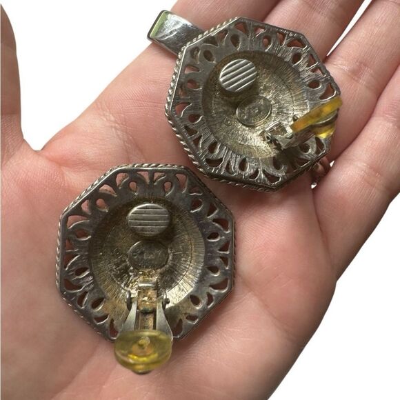 Jose Barrera For Avon Fallen Leaves Silver Tone Clip On Earrings - Picture 4 of 5